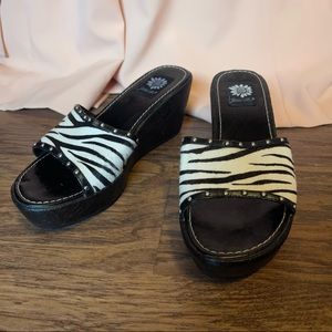 Yellowbox Zebra Slip On Wedge Platform Sandals size 8.5
